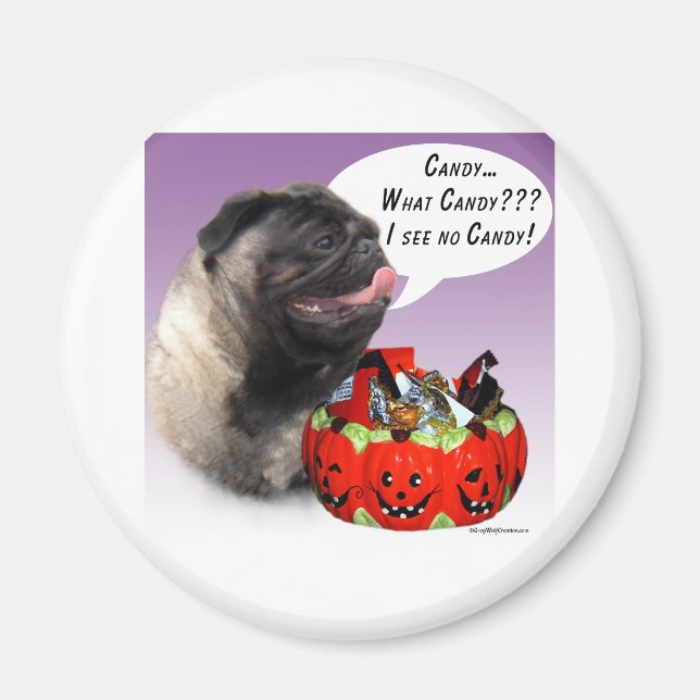 Íman Pug (camisa) Halloween Candy (Frente)