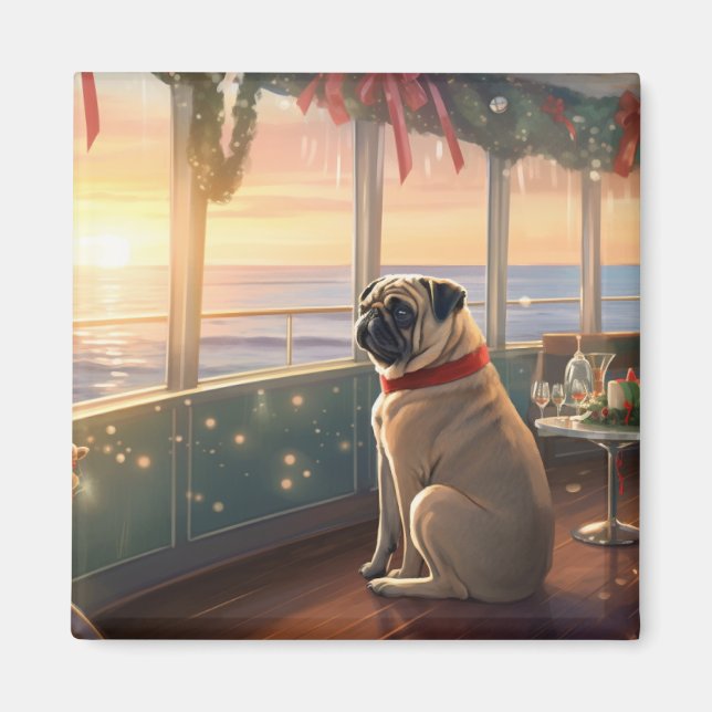 Íman Pug Christmas Cruise: Delito de Férias Pawsome (Frente)