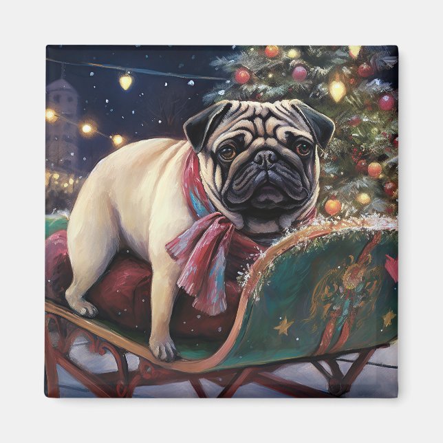 Íman Pug Christmas Fesason Season (Frente)