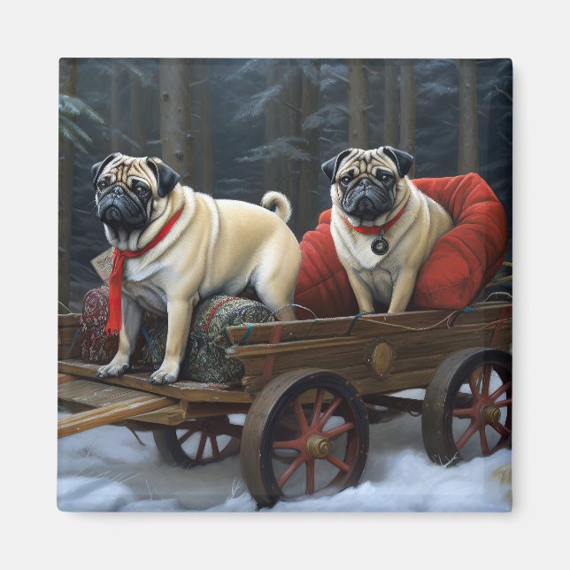 Íman Pug Christmas Fesason Season (Frente)