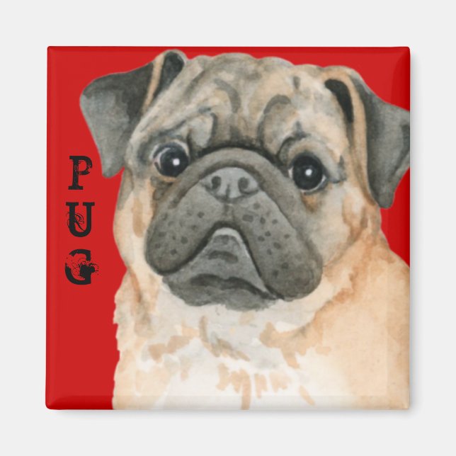 Íman Pug Color Block (Frente)