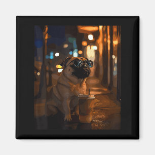 Íman Pug com café gelado