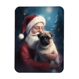 Íman Pug Com Papai Noel Festivo Natal