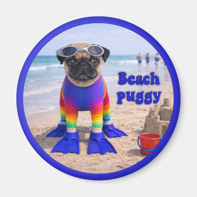 Íman Pug de Praia (Frente)