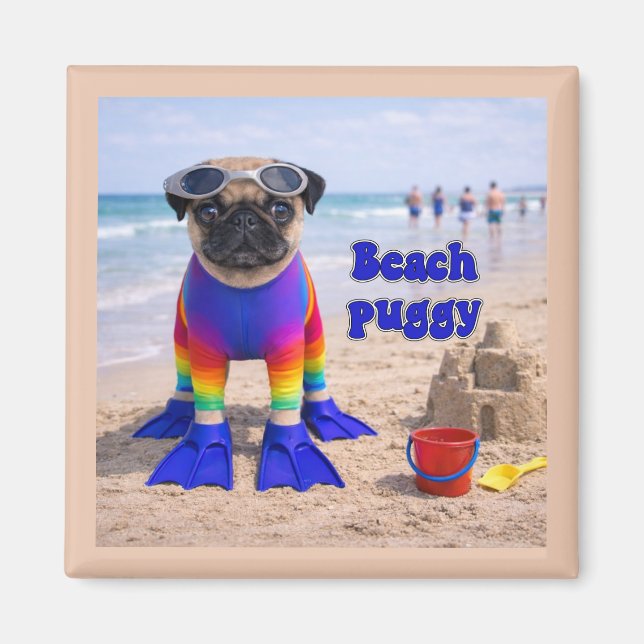 Íman Pug de Praia (Frente)