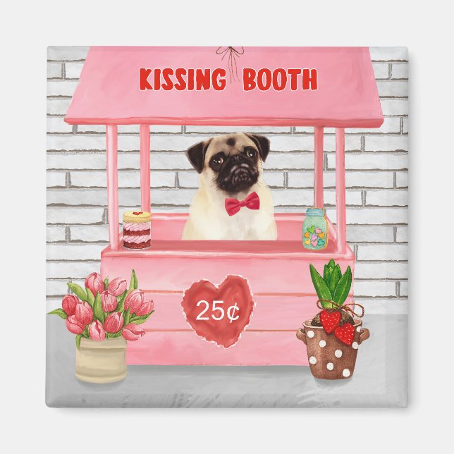 Íman Pug Dia de os namorados Cachorro Beijando Booth (Frente)