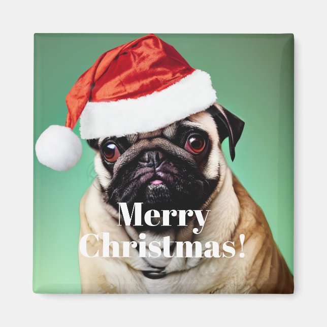 Íman Pug Dog Christmas (Frente)