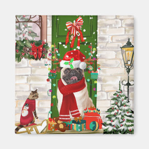 Íman Pug Dog Christmas