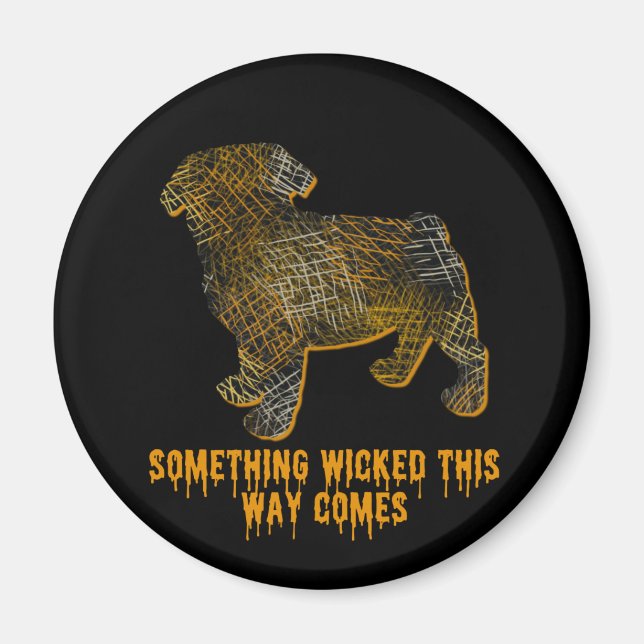 Íman Pug Dog Diversão Halloween Magnet (Frente)