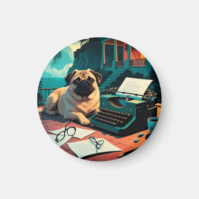 Íman Pug Dog gentleman vintage (Frente)