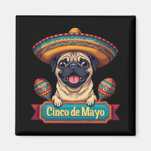 Íman Pug Dog Sombrero Cinco De Mayo
