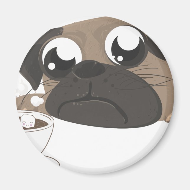 Íman Pug e café (Frente)