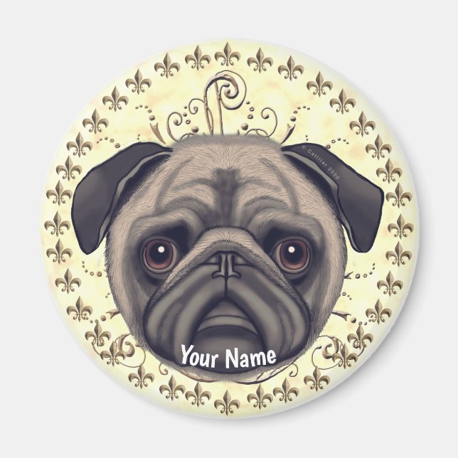Íman Pug Fleur De Lis (Frente)