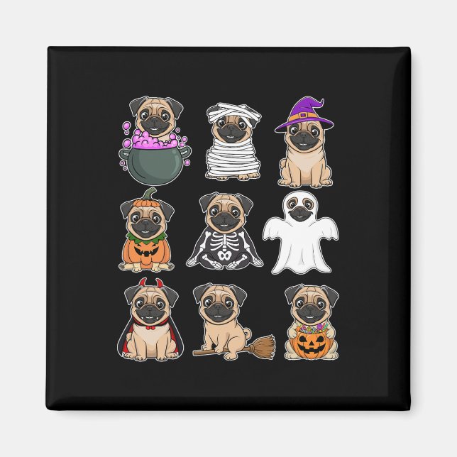 Íman Pug Halloween Figurume Spooky Fantasma Pumpkin Pug (Frente)