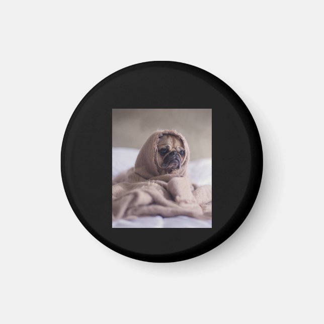 Íman Pug In Blanket Cute Pug Dover Gift (Frente)