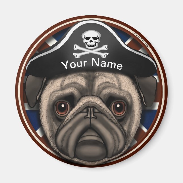 Íman Pug Pirata (Frente)