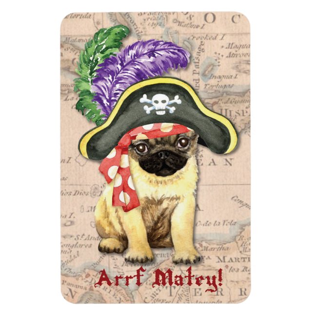 Íman Pug Pirate (Vertical)