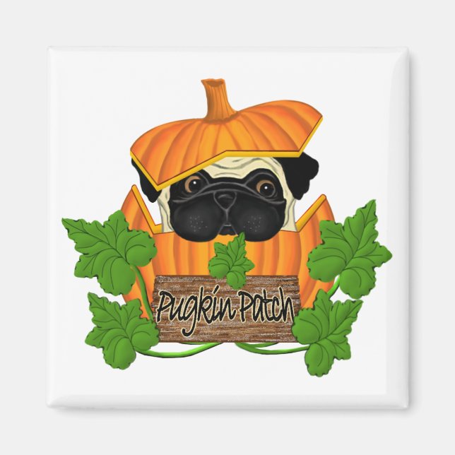 Íman Pug Pumpkin Patch (Frente)