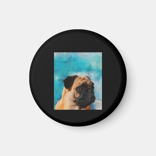 Íman Pug Retrato Cute Pug Face Pug Lover (Frente)
