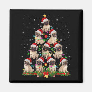 Íman Pug Santa Hat Árvore de Natal Luz Xmas Pugmas Do