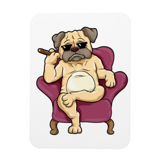 Íman Pug Smoking Cigar | Cachorro Legal (Vertical)