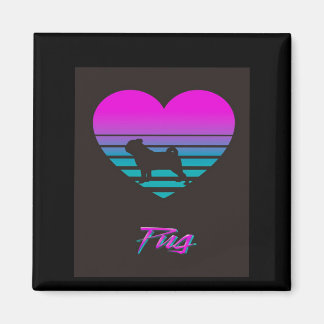Íman Pug Vaporwave Heart Pug Dog Lover Gift