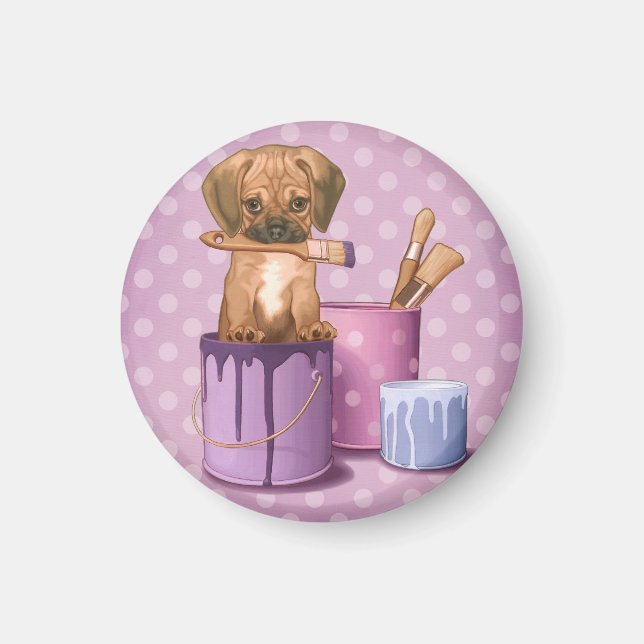 Íman Puggle no pote de pintura (Frente)