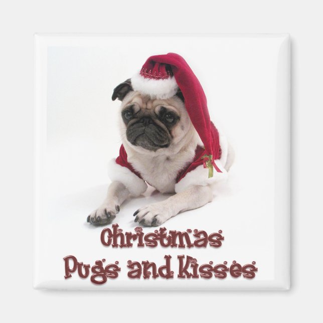 Íman Pugs de Natal e Beijos (Frente)