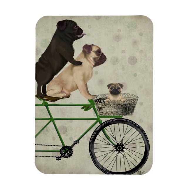 Íman Pugs na Bicicleta (Vertical)