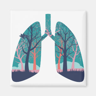 Íman Pulmões humanos com floresta abstrata
