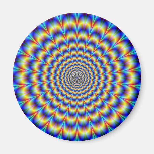 Íman Pulso psicodélico em ímã azul e amarelo (Frente)