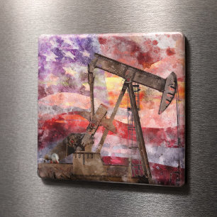 Íman Pumpjack silhoucolor com bandeira americana