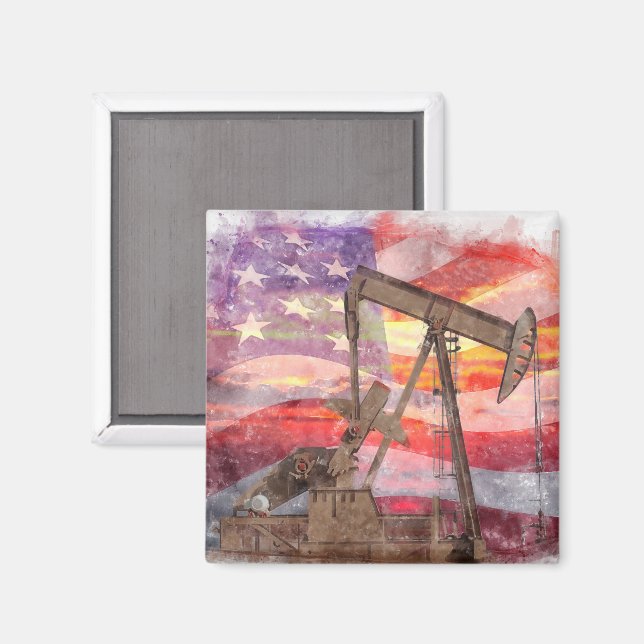 Íman Pumpjack silhueta pastel desenho americano Bandeir (Front/Back)