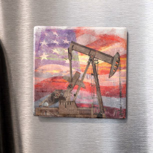 Íman Pumpjack silhueta pastel desenho americano Bandeir