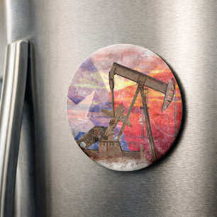 Íman Pumpjack Texan ícone pastel desenho com Texas Flag