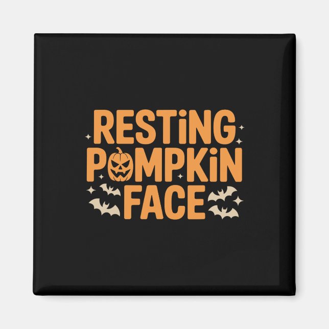 Íman Pumpkin Face Negrito T Halloween Tee (Frente)