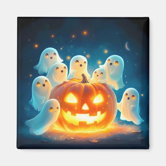 Íman Pumpkin Glow Party Watercolor (Frente)