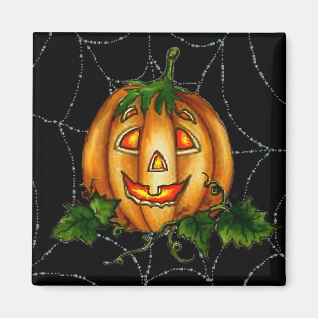 Íman PUMPKIN JACK & SPIDERWEB por SHARON SHARPE (Frente)