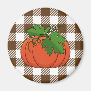 Íman Pumpkin Laranja no Padrão Marrom Branco Verificado