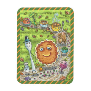 ÍMAN PUMPKIN PIE & FRIENDS THANKSGIVING DAY FOOD MAGNET