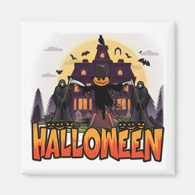Íman Pumpkin Scary House, Halloween (Frente)