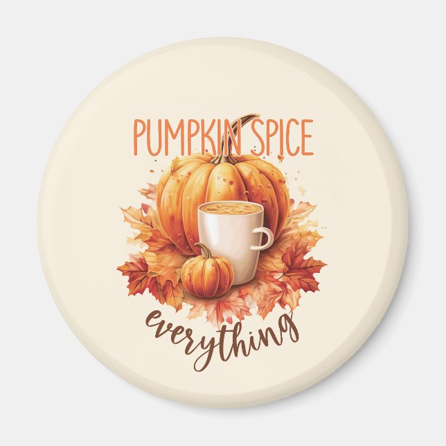 Íman Pumpkin Spice All - Folhagem de outono e latas (Frente)