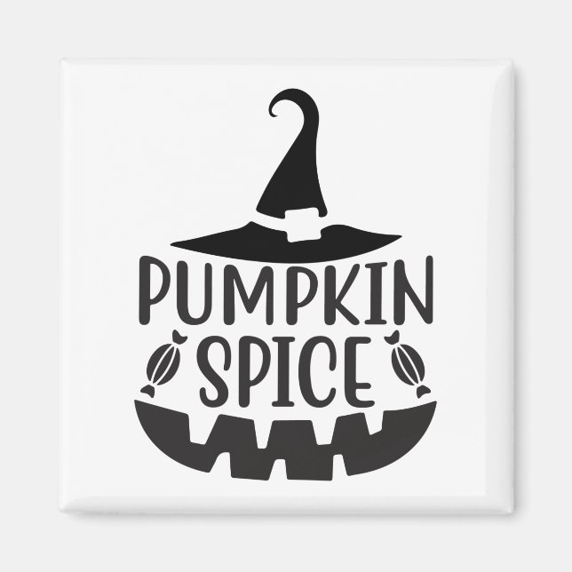 Íman Pumpkin Spice com uma Bruxa Jack-O-Lanterna (Frente)