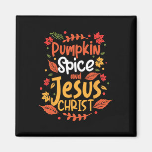 Íman Pumpkin Spice e Jesus Cristo Ação de Graças