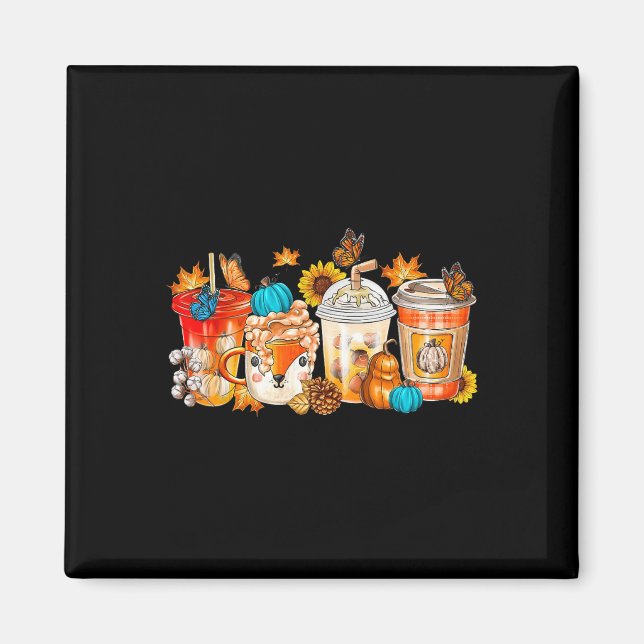 Íman Pumpkin Spice Lateral Queda Café Louco Retro Outon (Frente)