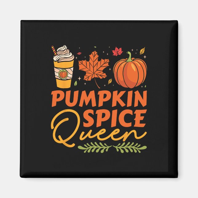 Íman Pumpkin Spice Queen Ação de Graças outono (Frente)