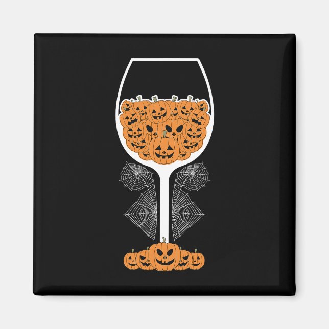 Íman Pumpkin Wine Gl Spider Fácil Halloween (Frente)