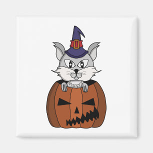 Íman Pumpkin Witch Cat no Halloween
