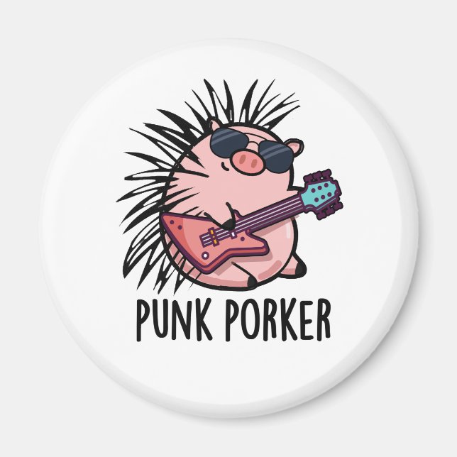 Íman Punk Porker Funny Punk Rocker Pun (Frente)