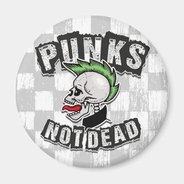 Íman Punks Not Morto Skull Mohawk Punk Rock Rocker (Frente)